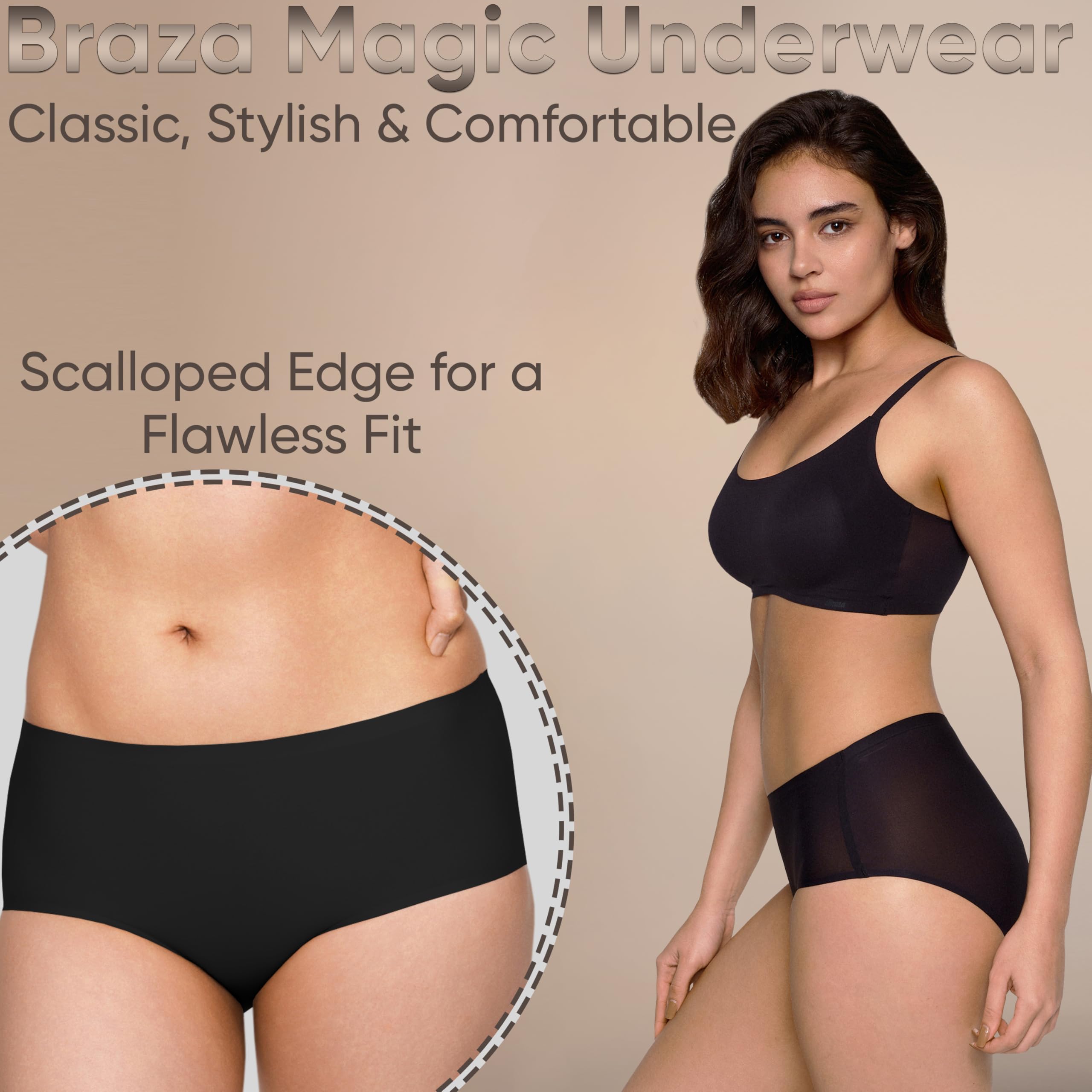 Braza Magic Seamless Mid Rise Full Coverage Underwear for Women – Zero-Feeling Panty with Skin-Soft Fit, High Elasticity & Quick-Dry Comfort for Everyday Wear 3 Pack - Image 4